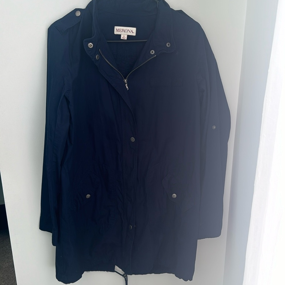 Navy blue lightweight long jacket